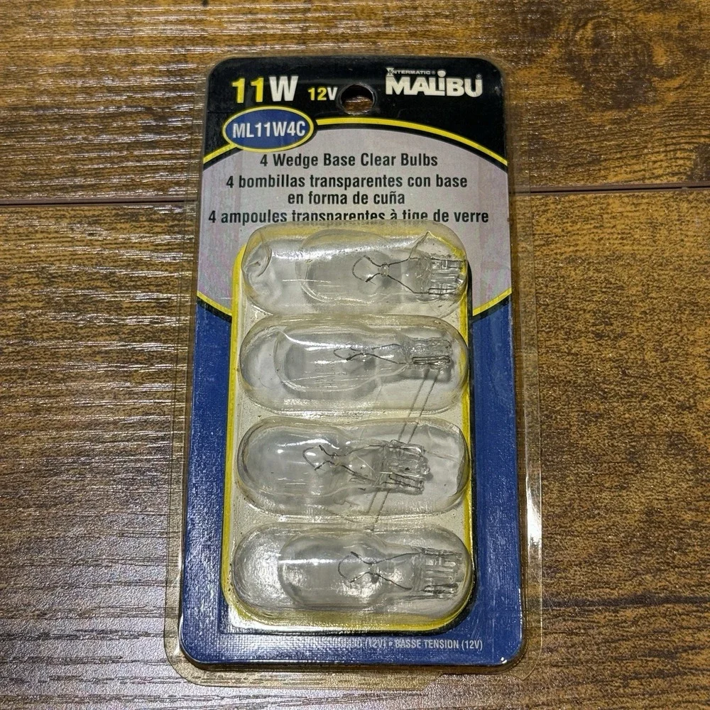 Malibu ML11W4C‎ 12 Volt 11 Watt Low- Voltage T5 Wedge Base Bulbs 4 Pack - NEW